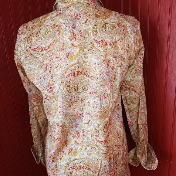 Chaps Paisley No Iron Button Top M - Picture 4 of 6